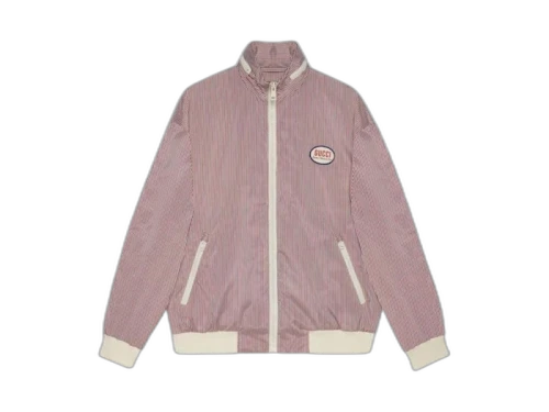 Gucci Striped Fabric Zip Jacket Red
