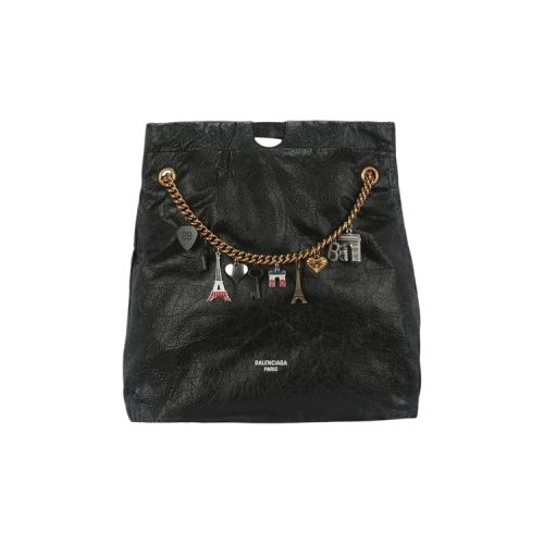 Balenciaga Crush Leather Medium Tote Black