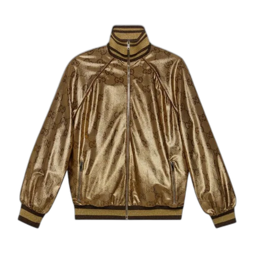 Gucci Maxi GG Sparkling Jersey Zip Jacket 'Camel Gold/Multicolor'