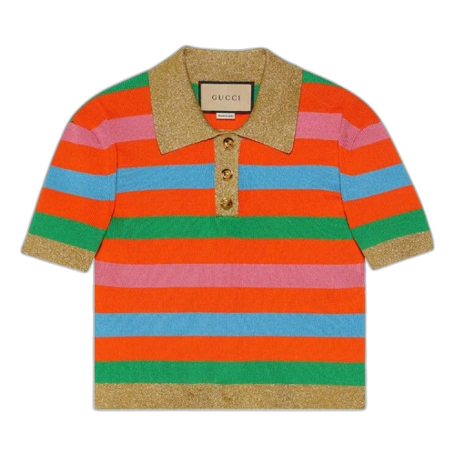 Gucci Striped Polo Top 'Orange/Multicolor'