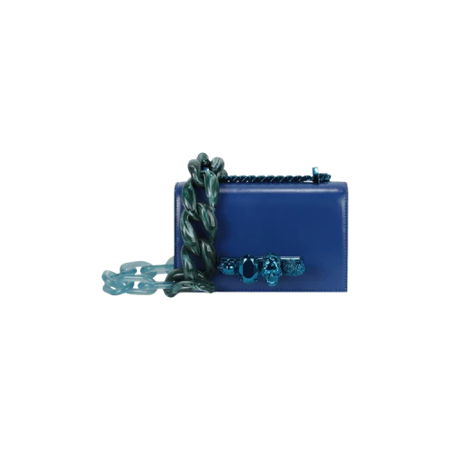 Alexander McQueen Mini Jeweled Knuckle Shoulder Bag Royal Blue