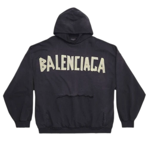 Balenciaga Ripped Pocket Hoodie 'Washed Black'