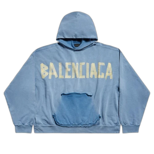 Balenciaga Ripped Pocket Hoodie 'Faded Blue'