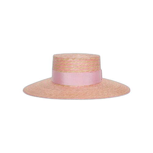 Gucci Striped Wide Brim Hat 'Naturale/Pink'