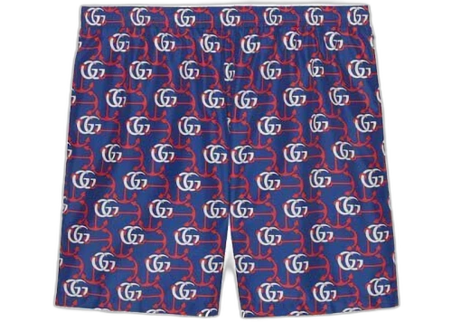Gucci GG Anchor Print Swim Shorts Blue