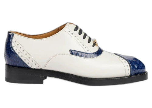 Gucci Leather Lace-up Shoes White Blue (Women's)