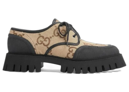 Gucci Maxi GG Lace-Up Shoes Beige Black (Women's)