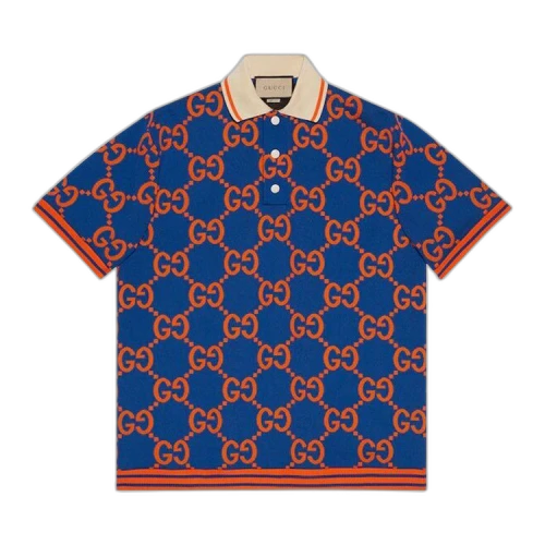 Gucci GG Jacquard Polo T-Shirt 'Blue/Orange'