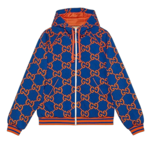 Gucci GG Jacquard Zip Jacket 'Blue/Orange'