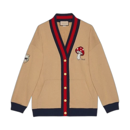 Gucci Embroidered Jersey Cardigan 'Camel'