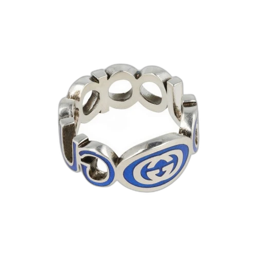 Gucci Sterling Silver Interlocking G Ring Silver/Blue