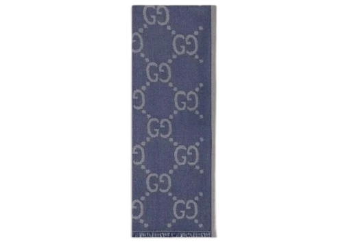 Gucci GG Wool Silk Scarf Blue/Grey