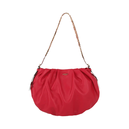 Moschino Mini Lettering Laminated Shoulder Bag Red