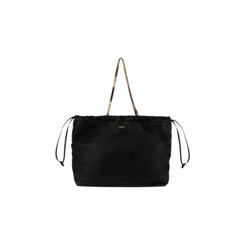 Moschino Drastring Lettering Chain Shoulder Bag Black
