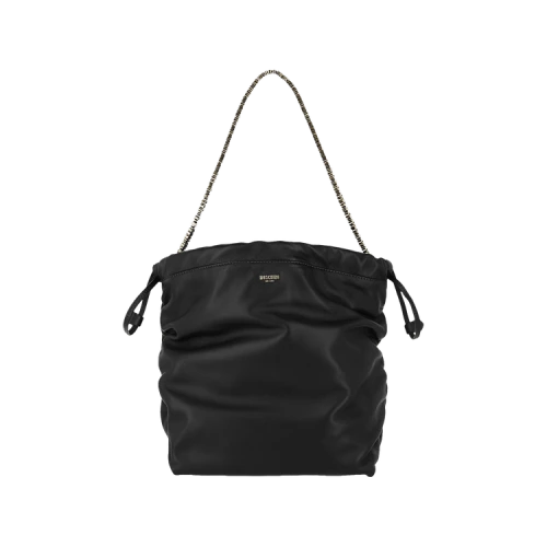 Moschino Drastring Lettering Chain Shoulder Bag Black