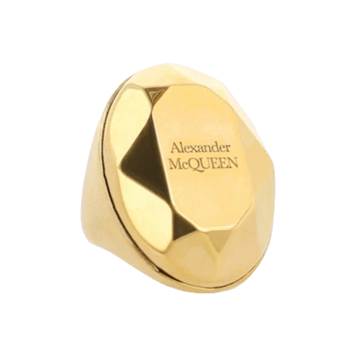 Alexander McQueen Faceted Stone Ring Gold