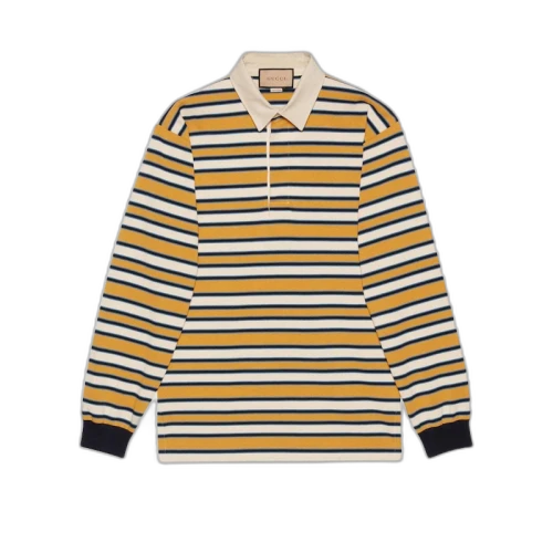 Gucci Striped Polo with Patch Yellow/Multicolor