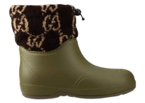 Gucci Two-Toned Teddy Ankle Boots Green Brown
