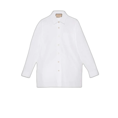 Gucci Cotton Shirt with Gucci Embroidery White