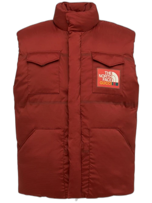 Gucci x The North Face Nylon Down Vest Brandy Brown