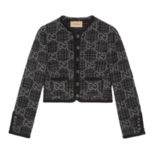 Gucci GG Tweed Jacket 'Dark Grey/Multicolor'