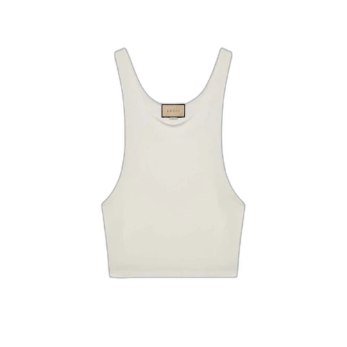 Gucci Soft Cotton Jersey Tank Top White
