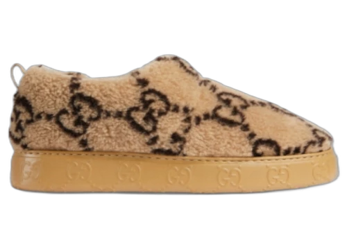 Gucci Interlocking G Embroidery Slipper Beige Ebony