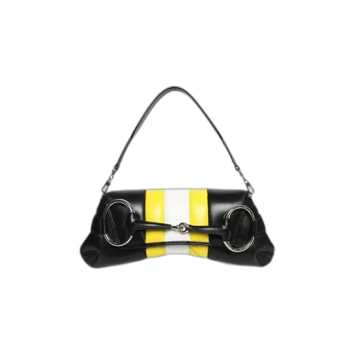Gucci Horsebit Chain Medium Shoulder Bag 'Black/Yellow/Green'