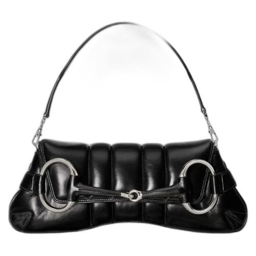 Gucci Horsebit Chain Medium Shoulder Bag Black