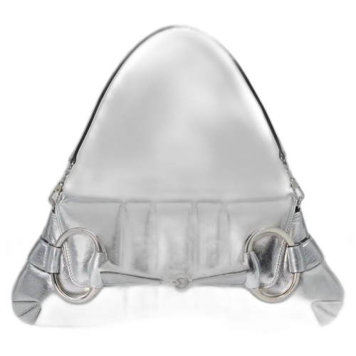 Gucci Horsebit Chain Medium Shoulder Bag Silver Metallic