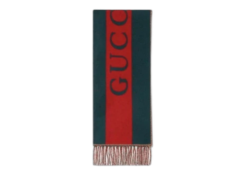 Gucci Web Jacquard Wool Scarf Green/Red