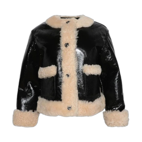 Gucci Curly Shearling Jacket 'Black/Ivory'