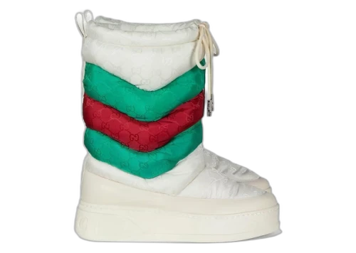 Gucci GG Chevron Boots White Green Red (Women's)