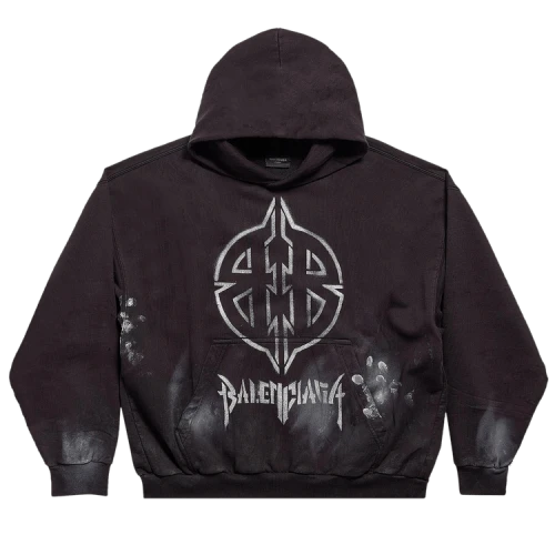 Balenciaga Medium Fit Hoodie 'Washed Black/White'