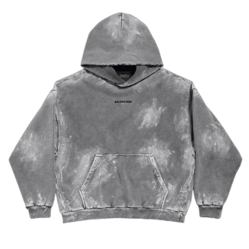 Balenciaga Logo Embroidered Faded Hoodie 'Grey'
