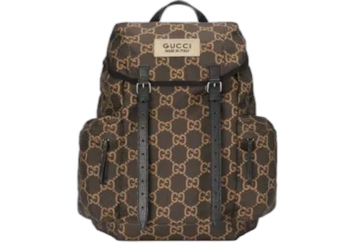 Gucci Large GG Polyester Backpack Ebony/Beige