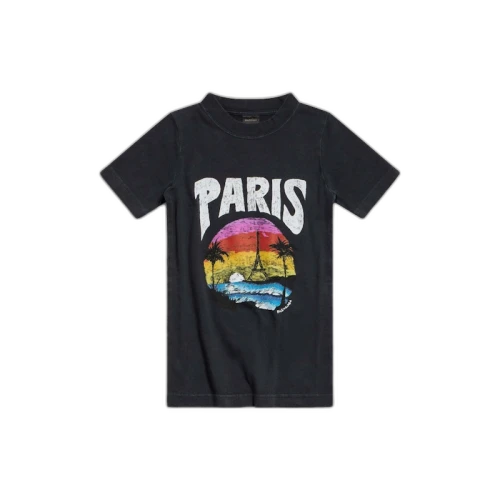 Balenciaga Women's Paris Tropical T-shirt Fitted Black/White