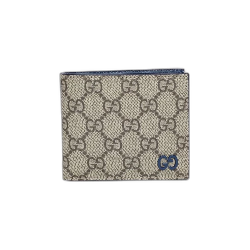 Gucci Monogram Bifold Wallet 'Beige/Ebony/Blue'