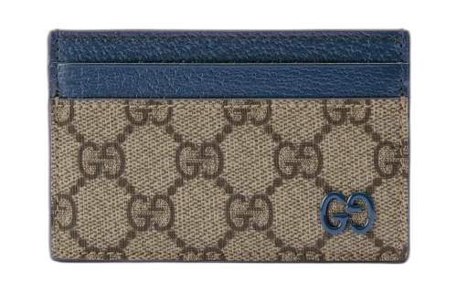 Gucci Monogram Card Holder 'Beige/Ebony/Blue'