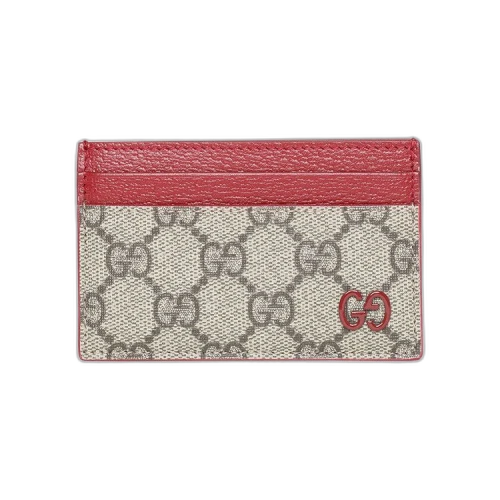 Gucci Monogram Card Holder 'Beige/Ebony/Red'