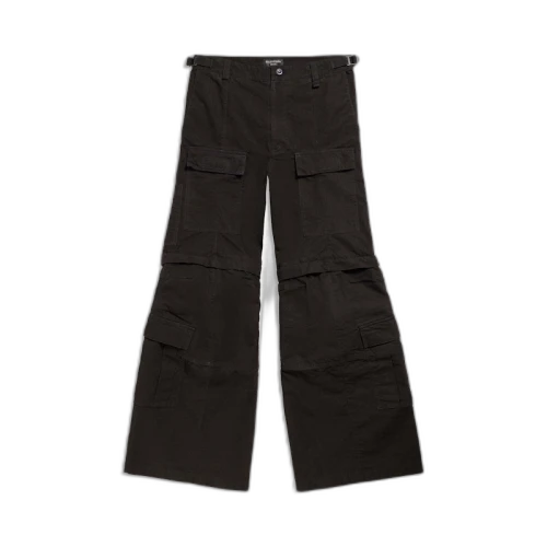 Balenciaga Flared Cargo Trousers in Black Black