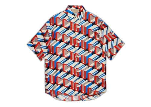 Gucci Pixel Print Silk Shirt Multicolor