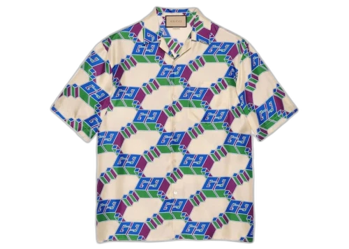 Gucci 3D GG Print Silk Shirt Multicolor