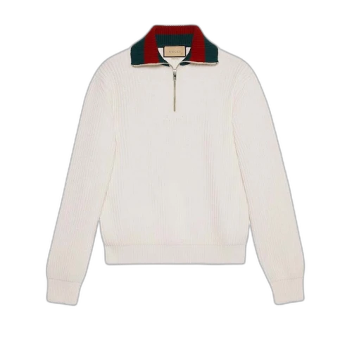 Gucci Knit Wool Web Sweater Ivory