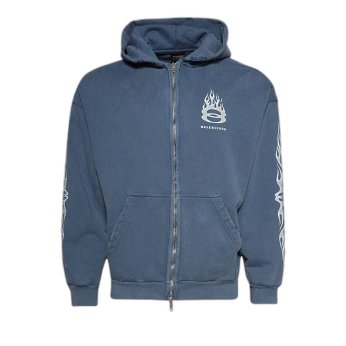 Balenciaga Zip-Up Hoodie 'Washed Out Blue'