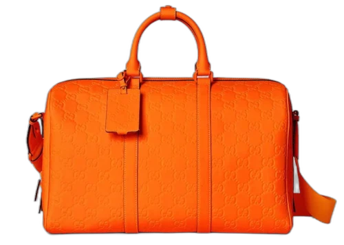 Gucci GG Rubber-Effect Medium Duffle Bag Bright Orange