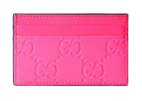 Gucci GG Rubber-Effect Card Case Fuchsia