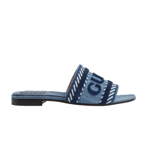 Gucci Gucci Script Slide Sandal 'Light Blue Denim' (Women's)