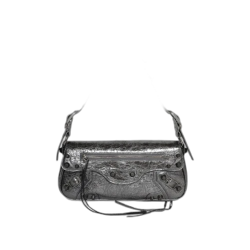 Balenciaga Small Metallized Le Cagole Sling Shoulder Bag Silver