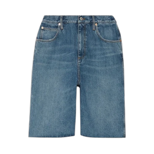Gucci Organic Denim Shorts With Crystal G 'Petroleum Blue'